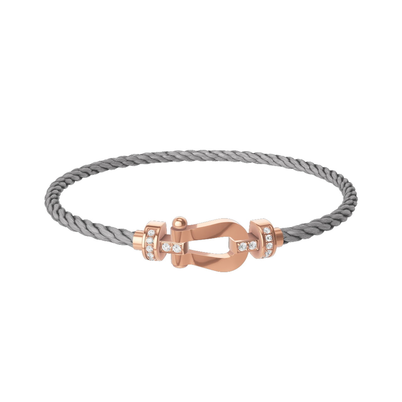 Fred Force 10 Medium Rose Gold and Diamond Pav Cable Bracelet